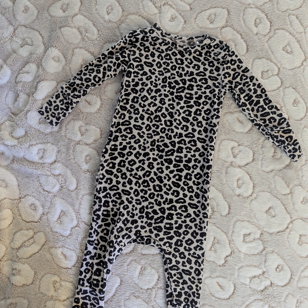 Posh Peanut Black and White Leopard Kids Footie